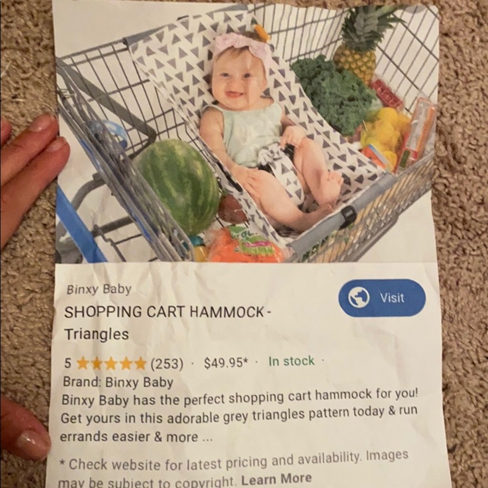 Shopping cart hammock